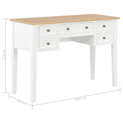 vidaXL Writing Desk White 109.5x45x77.5 cm Wood - House of Isabella AU