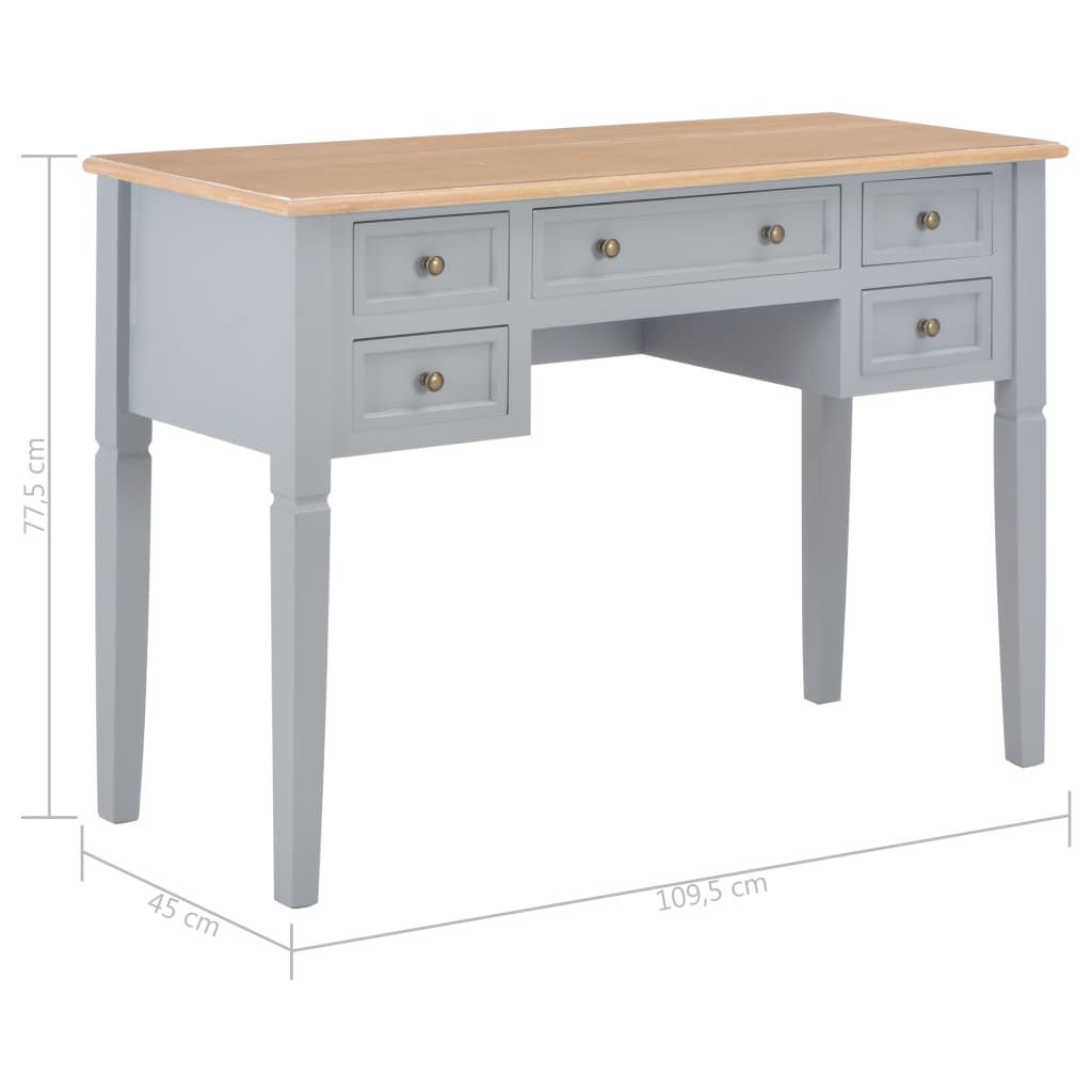 vidaXL Writing Desk Grey 109.5x45x77.5 cm Wood - House of Isabella AU