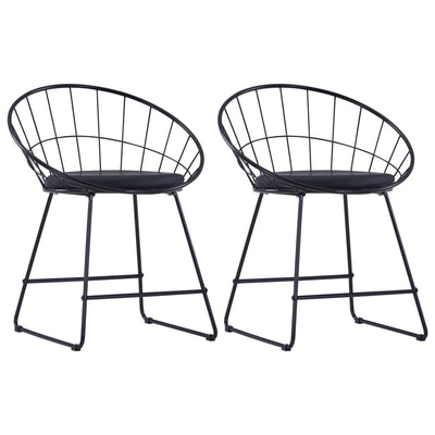 vidaXL Dining Chairs with Faux Leather Seats 2 pcs Black Steel - House of Isabella AU