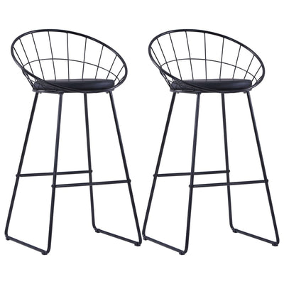 vidaXL Bar Chairs 2 pcs Black Faux Leather - House of Isabella AU