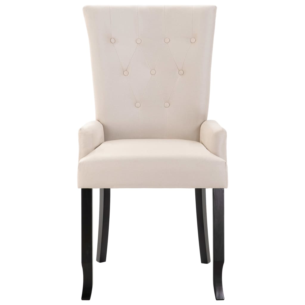 vidaXL Dining Chair with Armrests Beige Fabric - House of Isabella AU