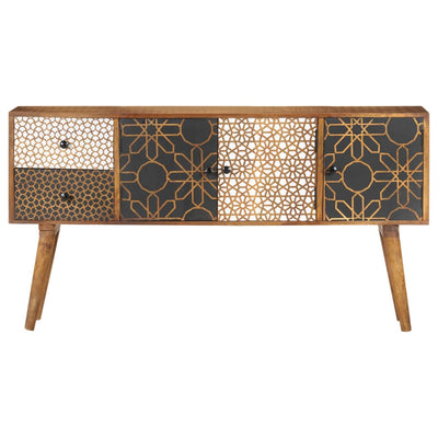 Sideboard with Printed Pattern 130x30x70 cm Solid Mango Wood