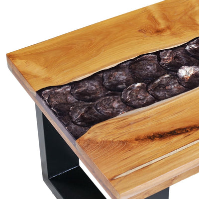 vidaXL Coffee Table 100x50x40 cm Solid Teak Wood and Polyresin - House of Isabella AU