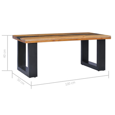 vidaXL Coffee Table 100x50x40 cm Solid Teak Wood and Polyresin - House of Isabella AU