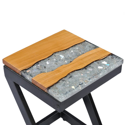 vidaXL Coffee Table 30x30x50 cm Solid Teak Wood and Polyresin - House of Isabella AU