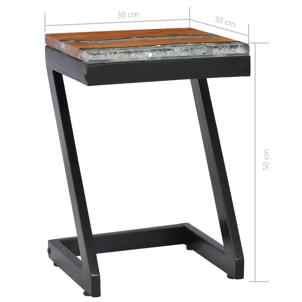 vidaXL Coffee Table 30x30x50 cm Solid Teak Wood and Polyresin - House of Isabella AU