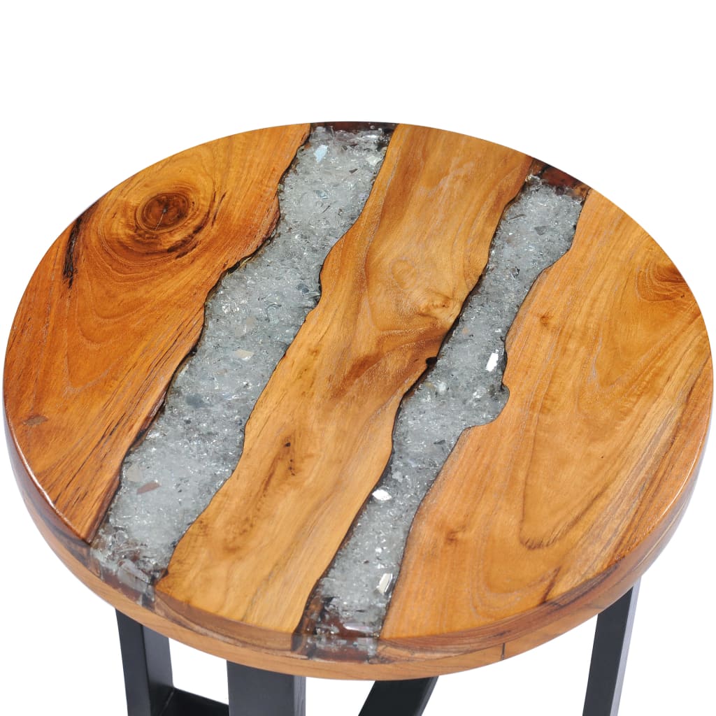 vidaXL Coffee Table 40x45 cm Solid Teak Wood and Polyresin - House of Isabella AU