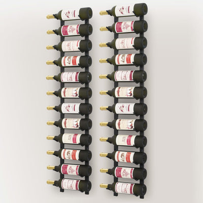 Wall Mounted Wine Racks for 12 Bottles 2 pcs Black Iron