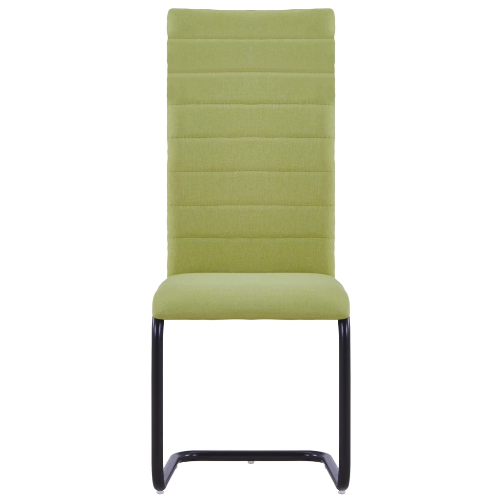 Cantilever Dining Chairs 4 pcs Green Fabric