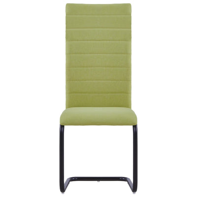 Cantilever Dining Chairs 4 pcs Green Fabric