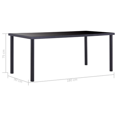 vidaXL Dining Table Black 180x90x75 cm Tempered Glass - House of Isabella AU