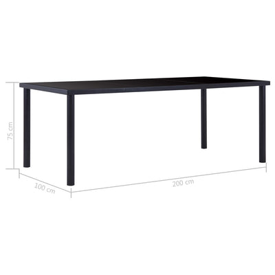 vidaXL Dining Table Black 200x100x75 cm Tempered Glass - House of Isabella AU