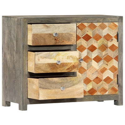 Side Cabinet Grey 75x30x60 cm Solid Mango Wood
