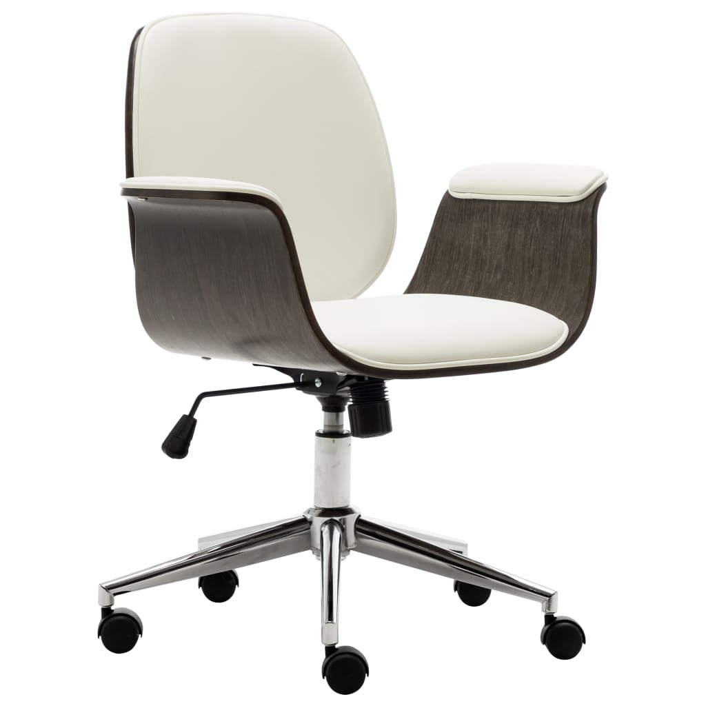 vidaXL Office Chair White Bent Wood and Faux Leather - House of Isabella AU