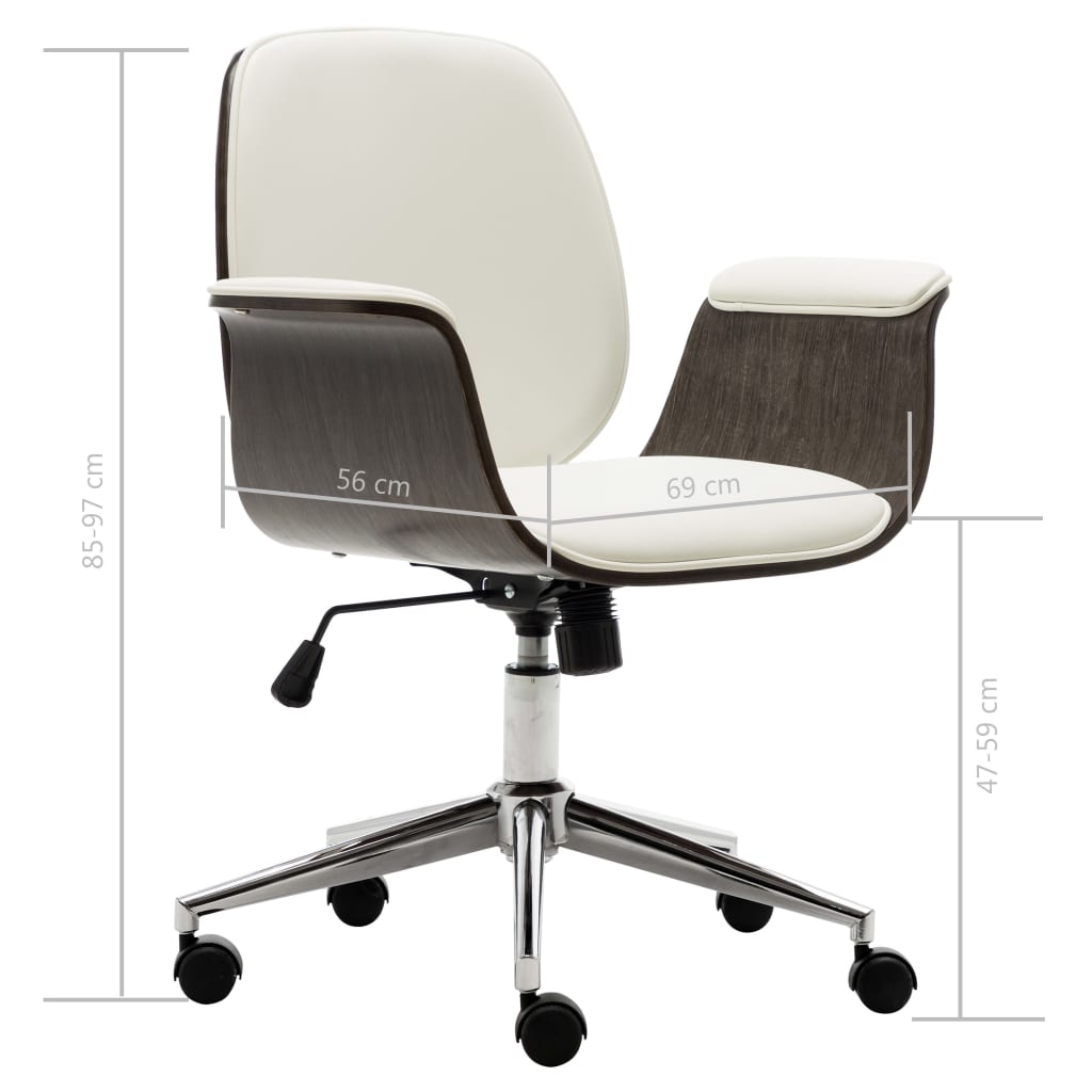 vidaXL Office Chair White Bent Wood and Faux Leather - House of Isabella AU