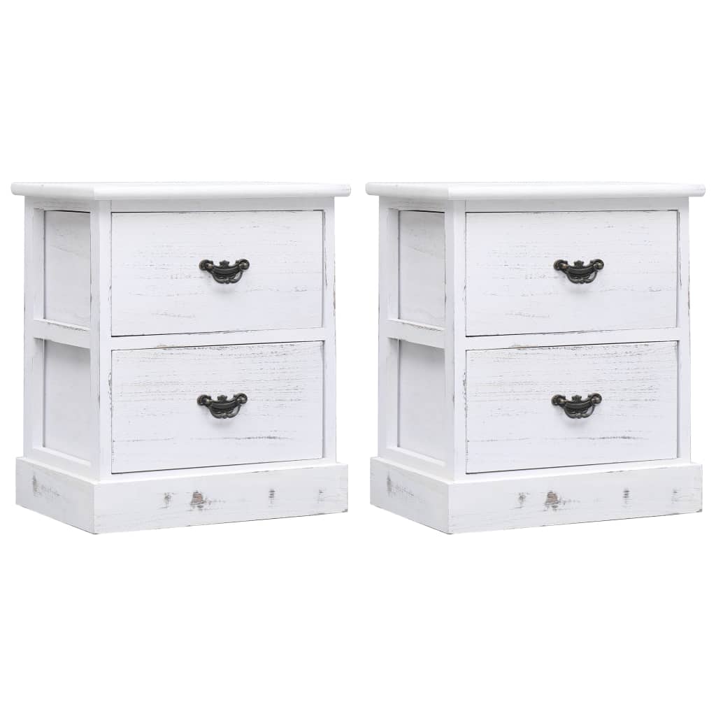 Bedside Cabinets 2 pcs White 38x28x45 cm Paulownia Wood