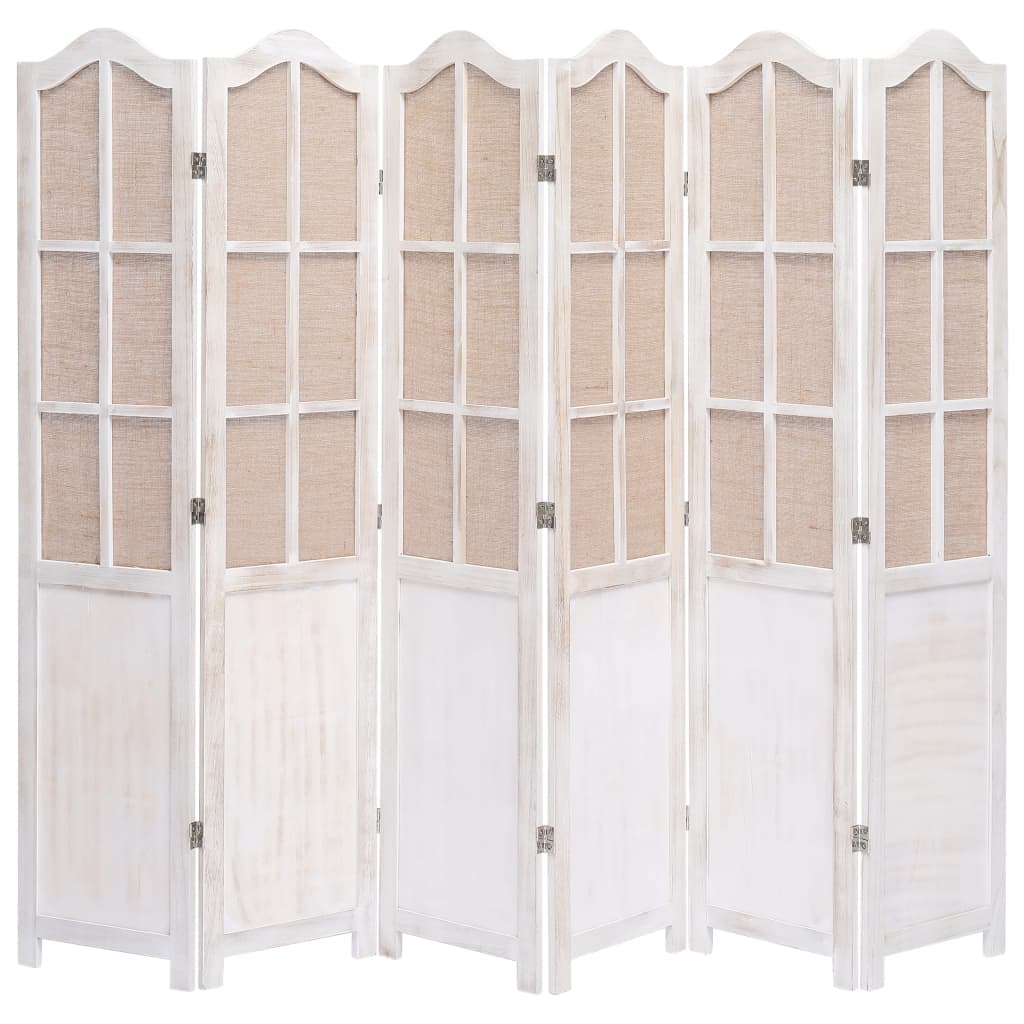 6-Panel Room Divider White 210x165 cm Fabric