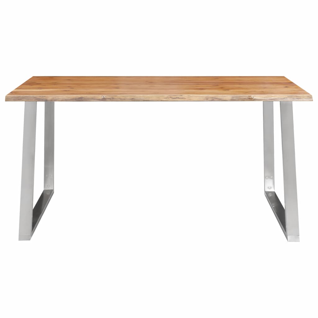 vidaXL Dining Table 160x80x75 cm Solid Acacia Wood and Stainless Steel - House of Isabella AU