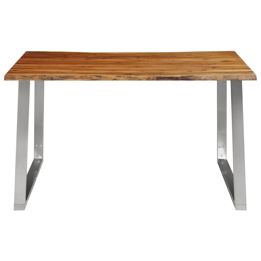 vidaXL Dining Table 140x80x75 cm Solid Acacia Wood and Stainless Steel - House of Isabella AU