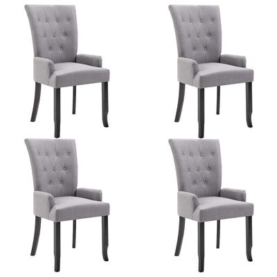 Dining Chairs with Armrests 4 pcs Light Grey Fabric
