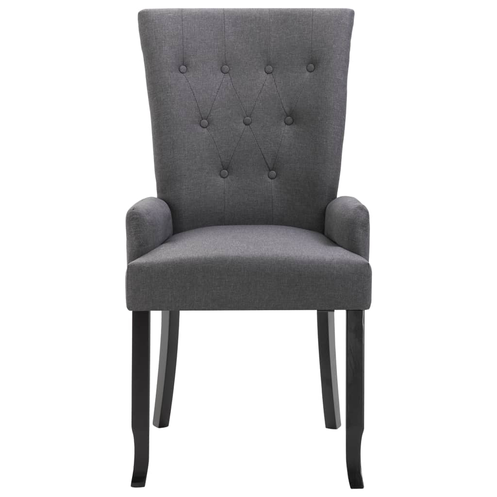 Dining Chairs with Armrests 4 pcs Dark Grey Fabric