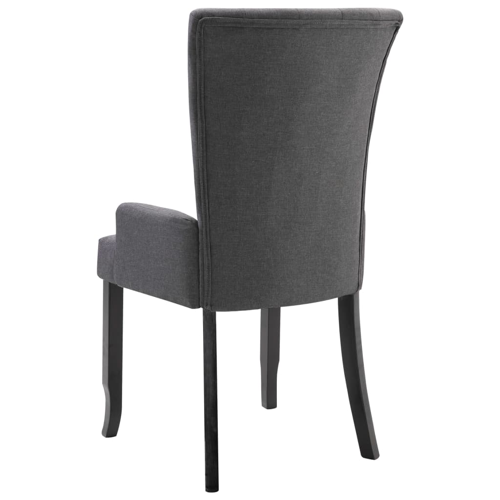 Dining Chairs with Armrests 6 pcs Dark Grey Fabric