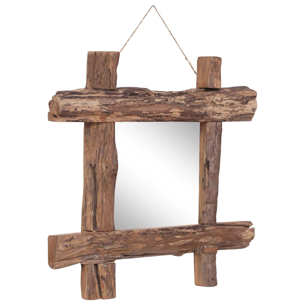 Log Mirror Natural 50x50 cm Solid Reclaimed Wood