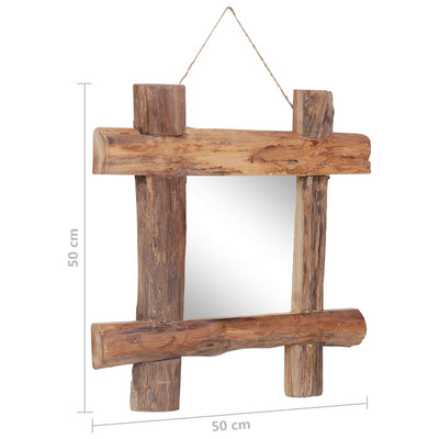 Log Mirror Natural 50x50 cm Solid Reclaimed Wood