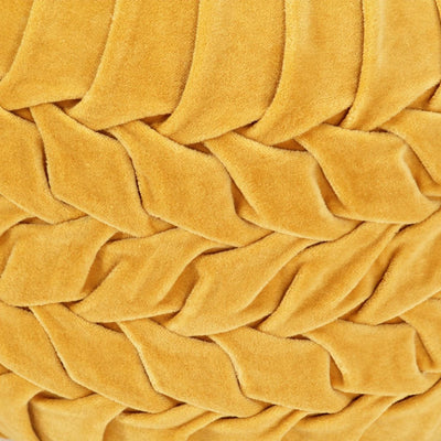 Pouffe Cotton Velvet Smock Design 40x30 cm Yellow