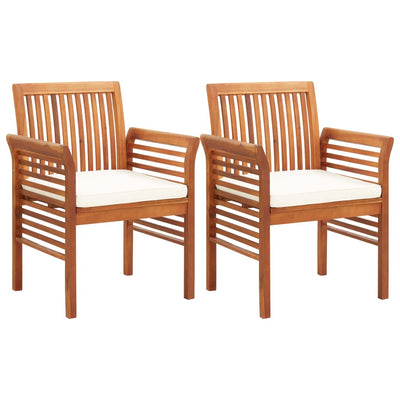 vidaXL Garden Dining Chairs with Cushions 2 pcs Solid Acacia Wood - House of Isabella AU