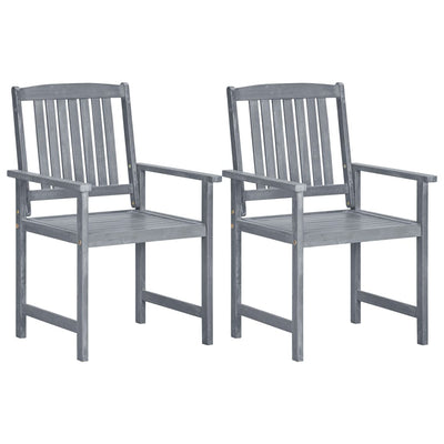 Garden Chairs 2 pcs Grey Solid Acacia Wood
