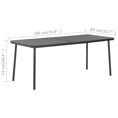Garden Table Dark Grey 180x83x72 cm Steel