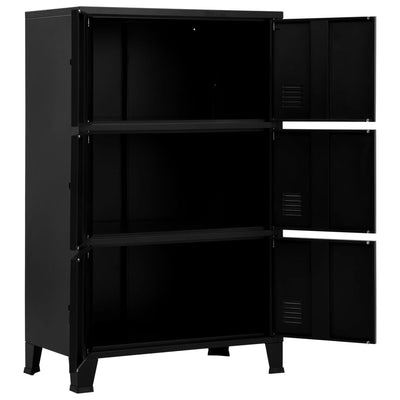 Filing Cabinet with 6 Doors Industrial Black 75x40x120 cm Steel