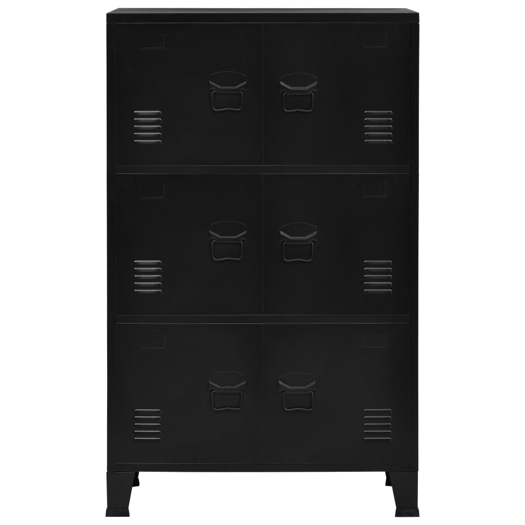 Filing Cabinet with 6 Doors Industrial Black 75x40x120 cm Steel