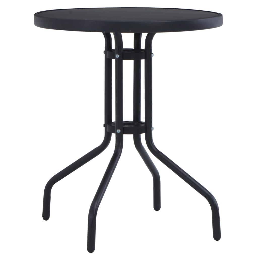 vidaXL Garden Table Black 80 cm Steel and Glass - House of Isabella AU
