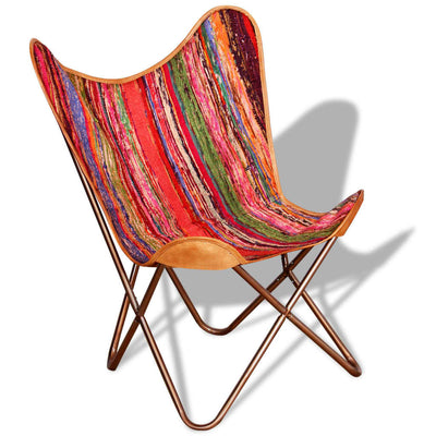 Butterfly Chairs 2 pcs Multicolour Chindi Fabric