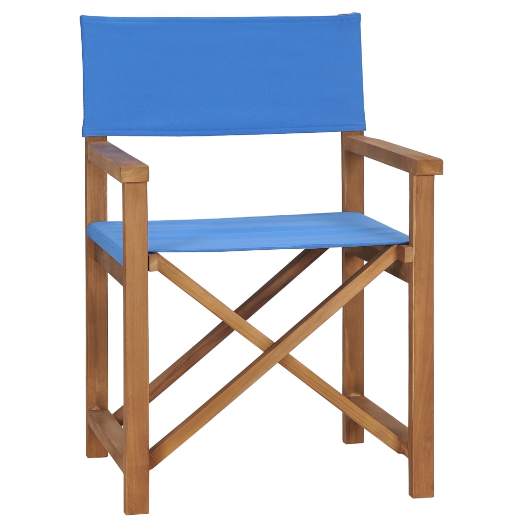 vidaXL Director's Chair Solid Teak Wood Blue - House of Isabella AU