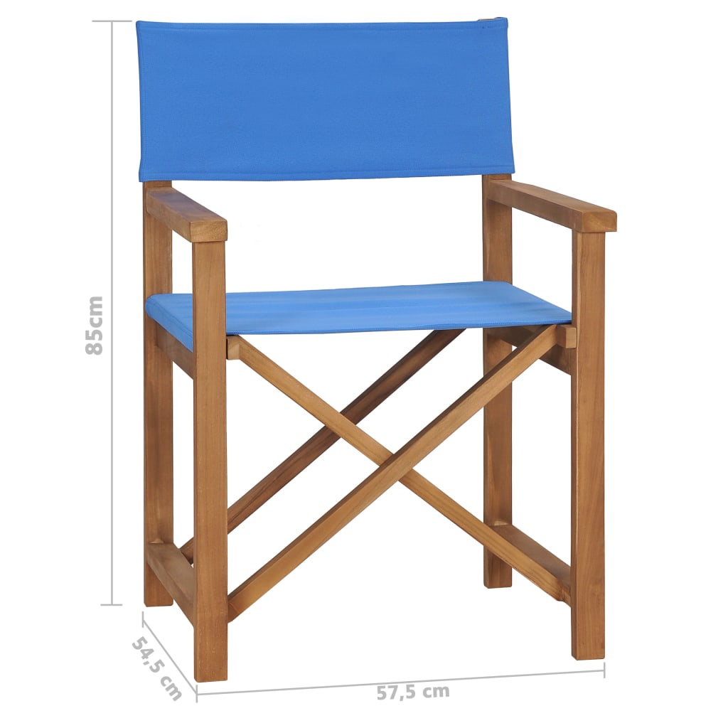 vidaXL Director's Chair Solid Teak Wood Blue - House of Isabella AU