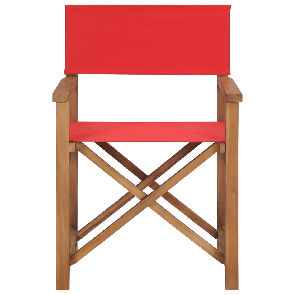 vidaXL Director's Chair Solid Teak Wood Red - House of Isabella AU