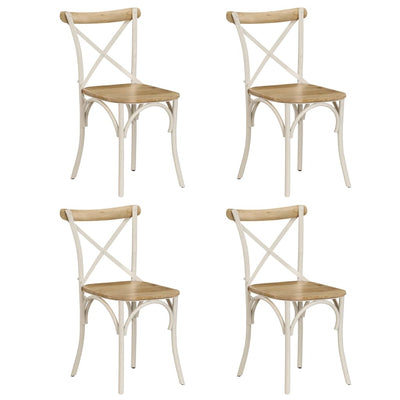 Cross Chairs 4 pcs White Solid Mango Wood