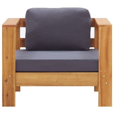 Garden Sofa Chair with Cushion Dark Grey Solid Acacia Wood