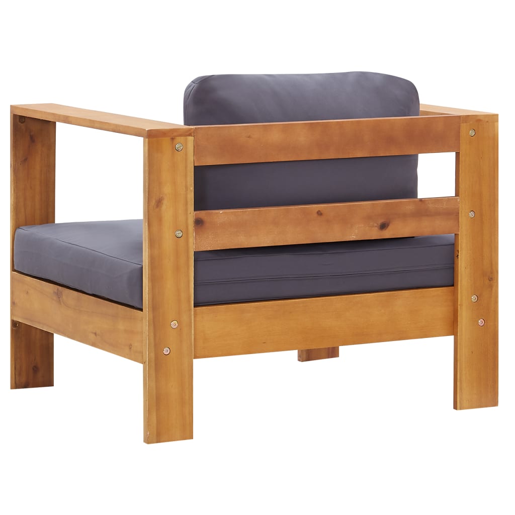 Garden Sofa Chair with Cushion Dark Grey Solid Acacia Wood