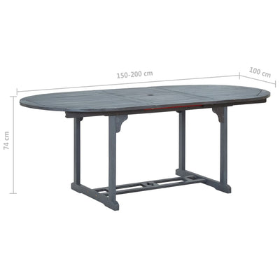 Garden Table Grey 200x100x74 cm Solid Acacia Wood