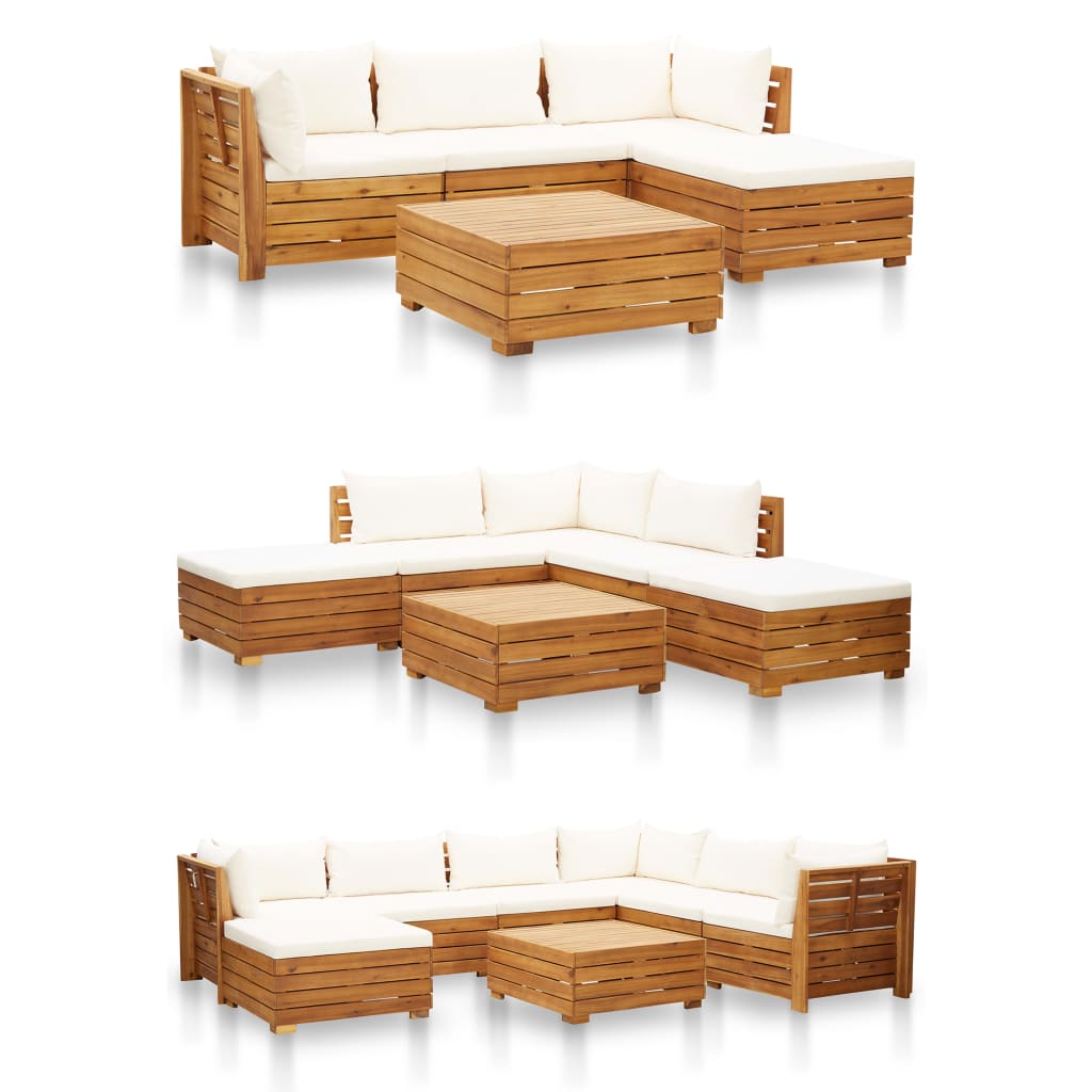 Sectional Middle Sofa 1 pc with Cushions Solid Acacia Wood