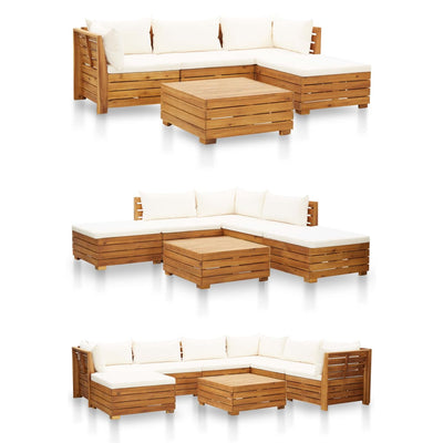 Sectional Middle Sofa 1 pc with Cushions Solid Acacia Wood