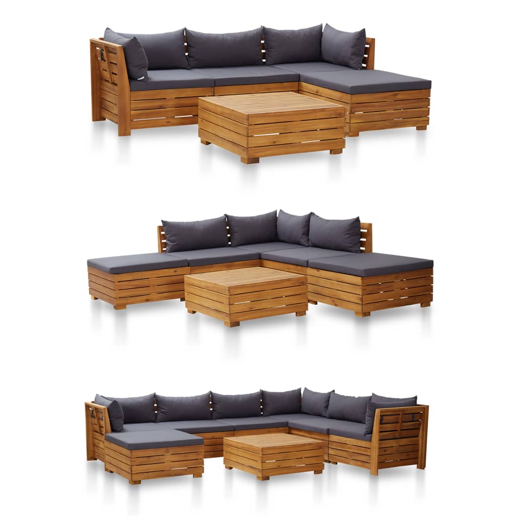 Sectional Corner Sofa 1 pc with Cushions Solid Acacia Wood