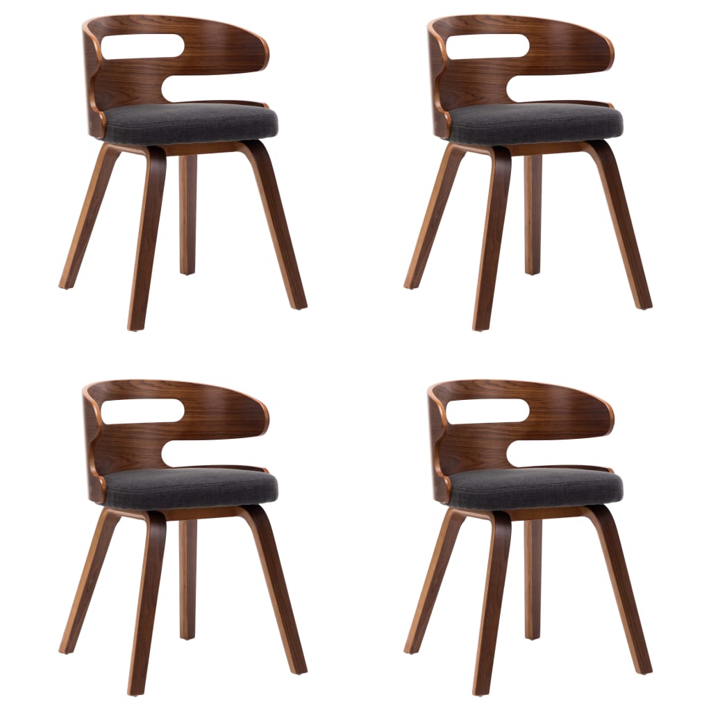 Dining Chairs 4 pcs Dark Grey Bent Wood and Fabric