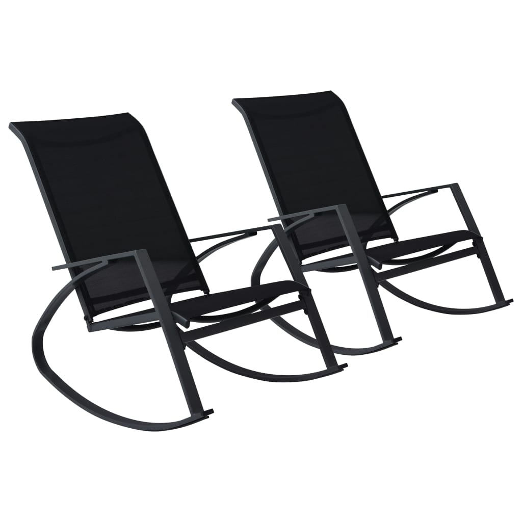 Garden Rocking Chairs 2 pcs Textilene Black