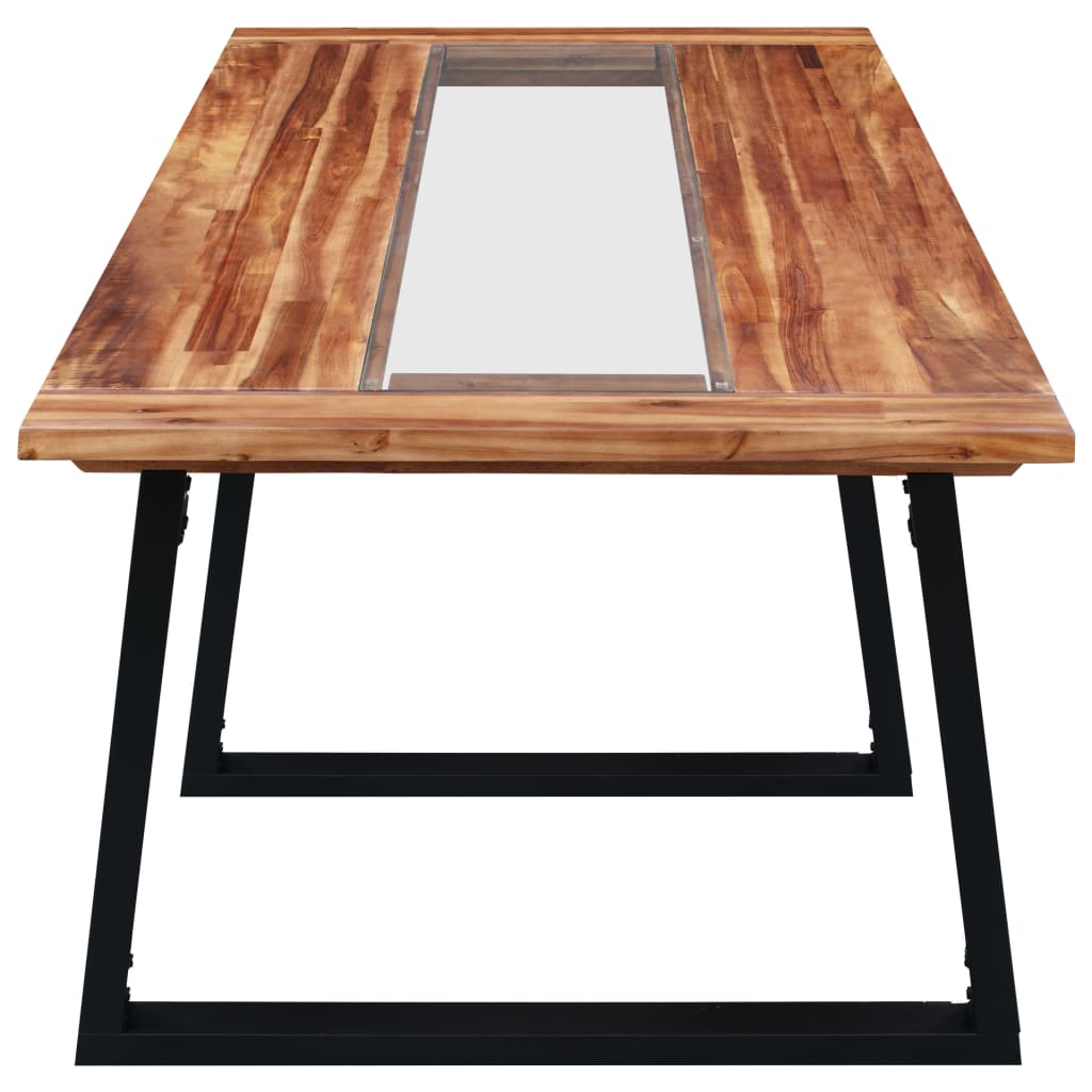 vidaXL Dining Table 180x90x75 cm Solid Acacia Wood and Glass - House of Isabella AU