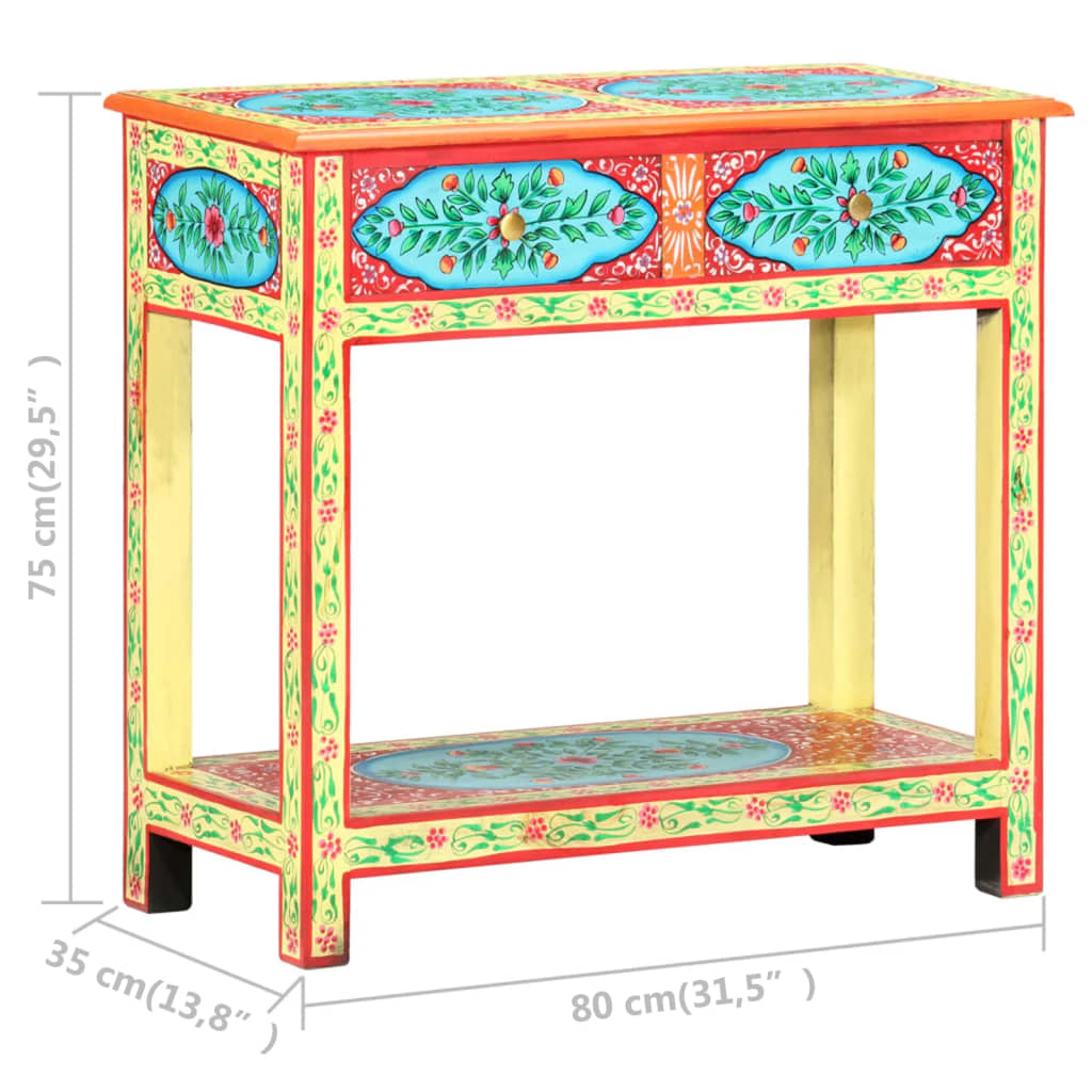 Hand Painted Console Table 80x35x75 cm Solid Mango Wood